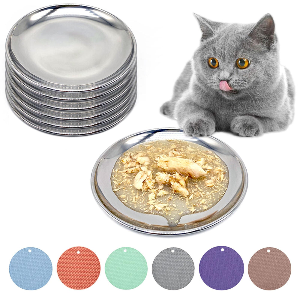 RMNHPTK cat dish stainless steel shallow-wide design promotes whisker-friendly meals and easy cleaning.