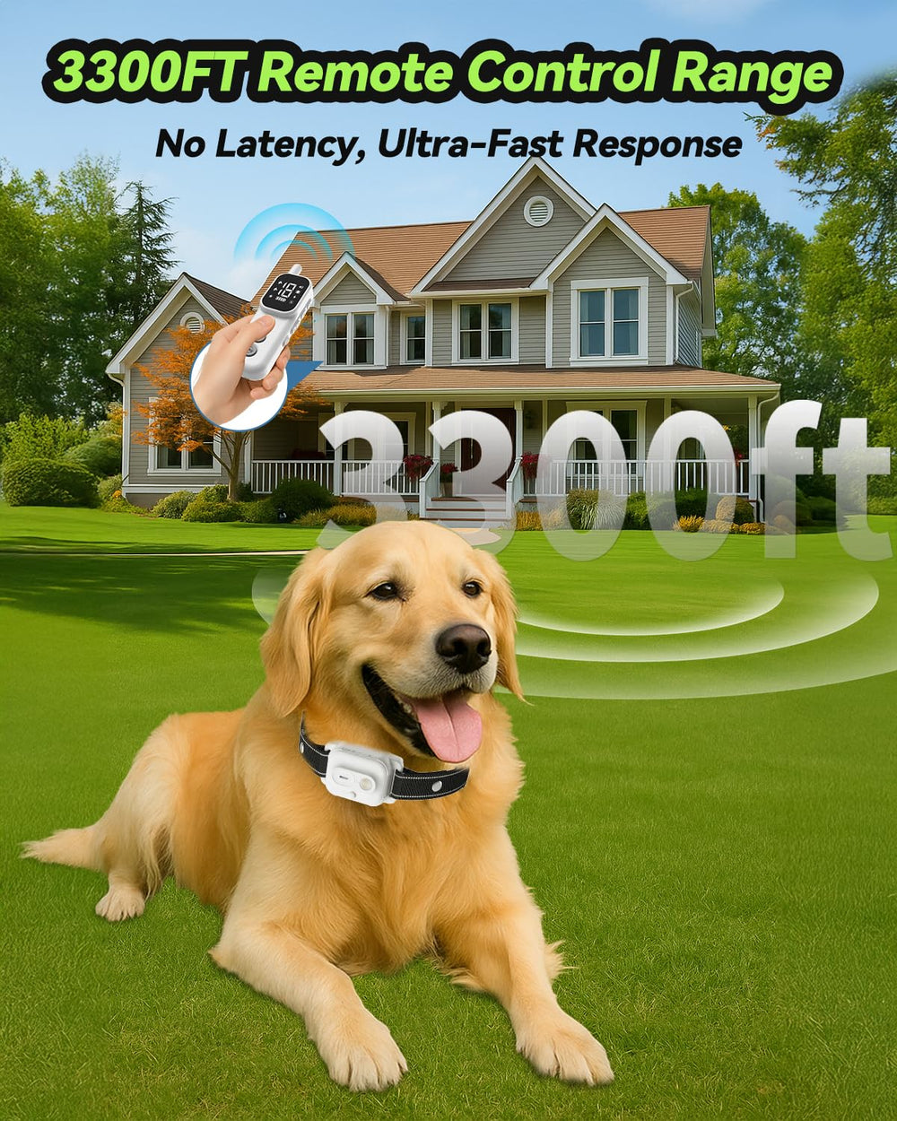 RMOKISIN dog shock collar IPX7 waterproof design withstands rain, mud, and swimming.