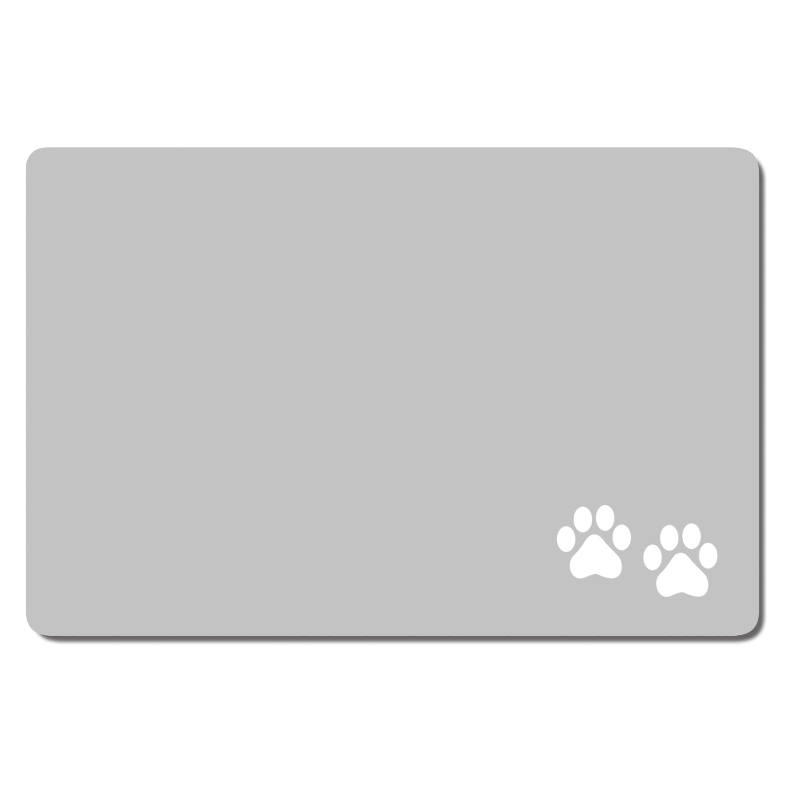 Rnivvi dog food mat with absorbent surface soaking up spills for cleaner floors.