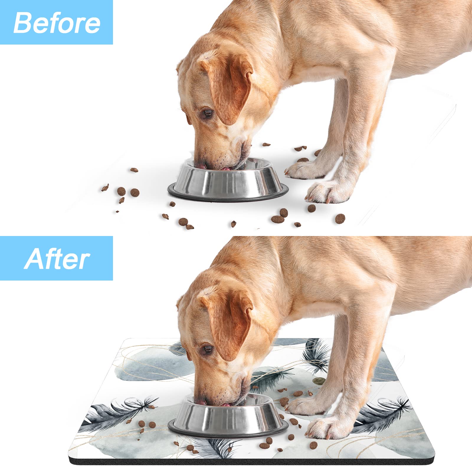 Rnivvi pet placemat fits small to medium dogs and cats.