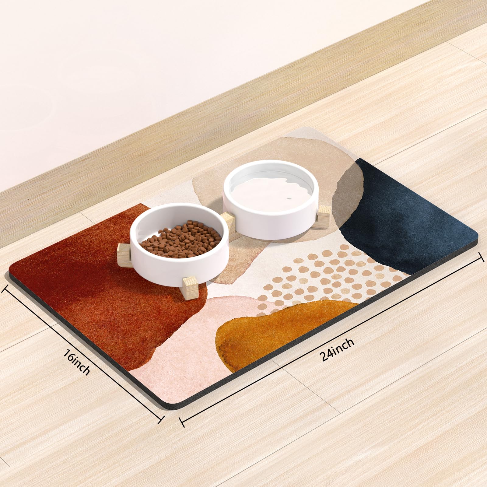 Rnivvi dog food mat absorbent suede closeup shows liquid capture.