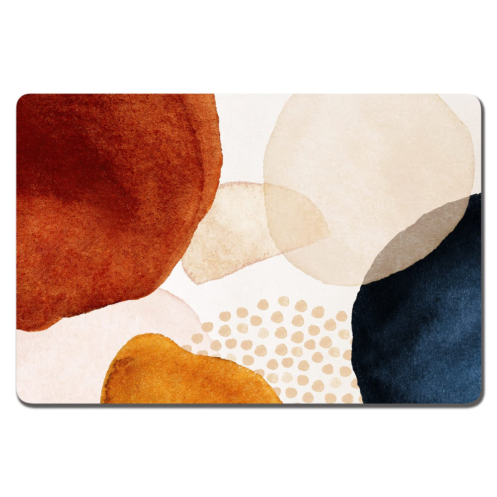 Rnivvi dog food mat abstract stones design adds color while protecting floors.