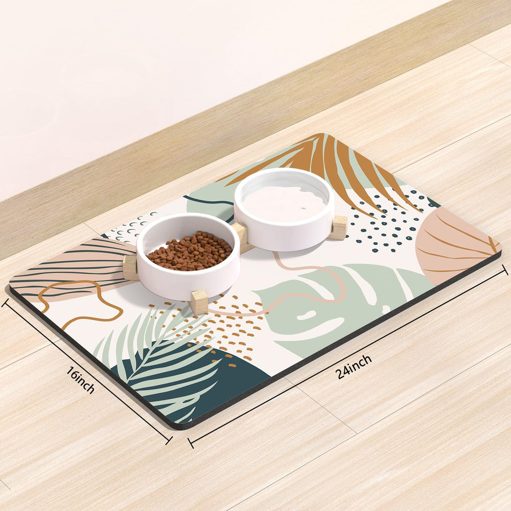Rnivvi boho dog mat anti-slip rubber base keeps bowls steady