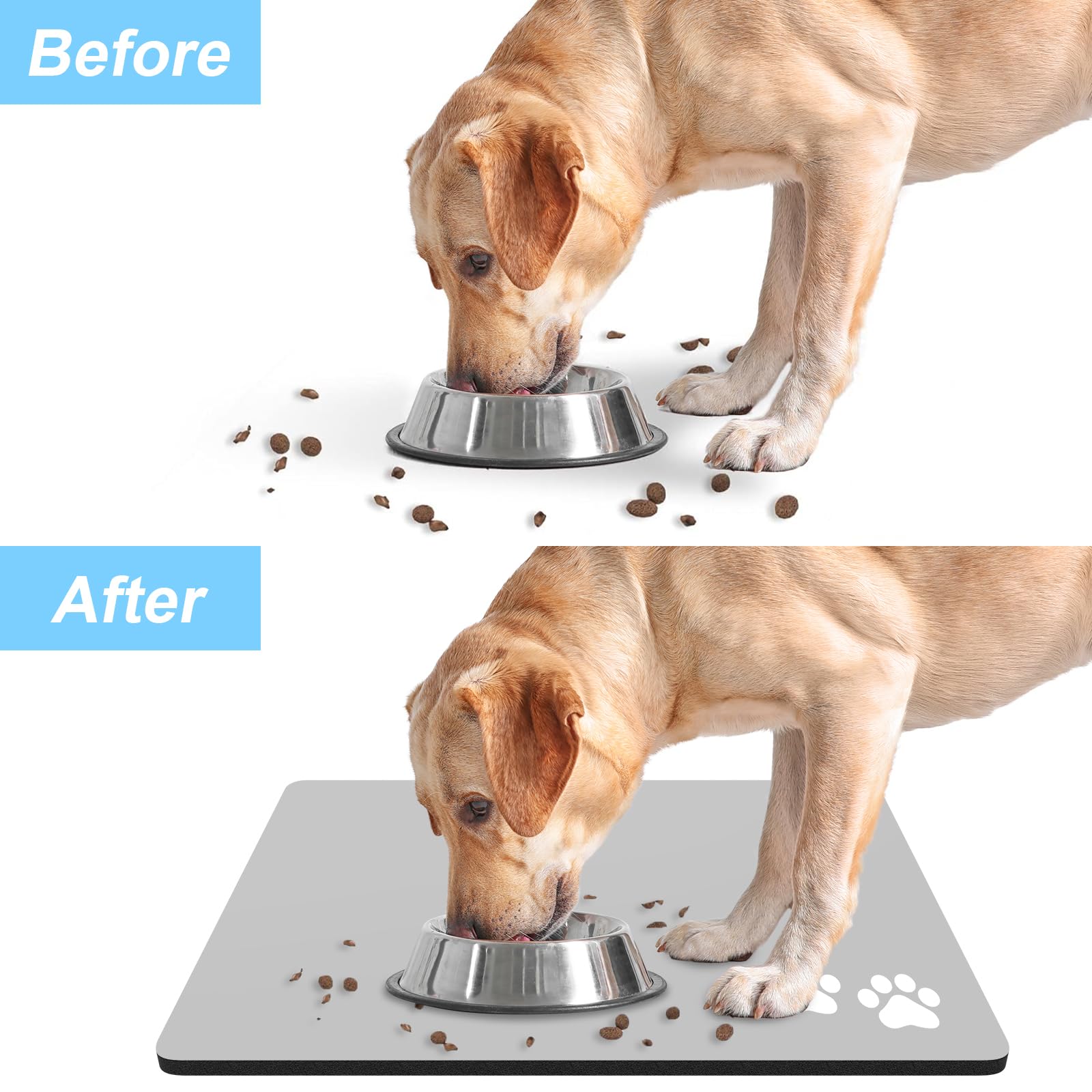 Rnivvi dog food mat easy-clean machine-washable for simple cleanup.