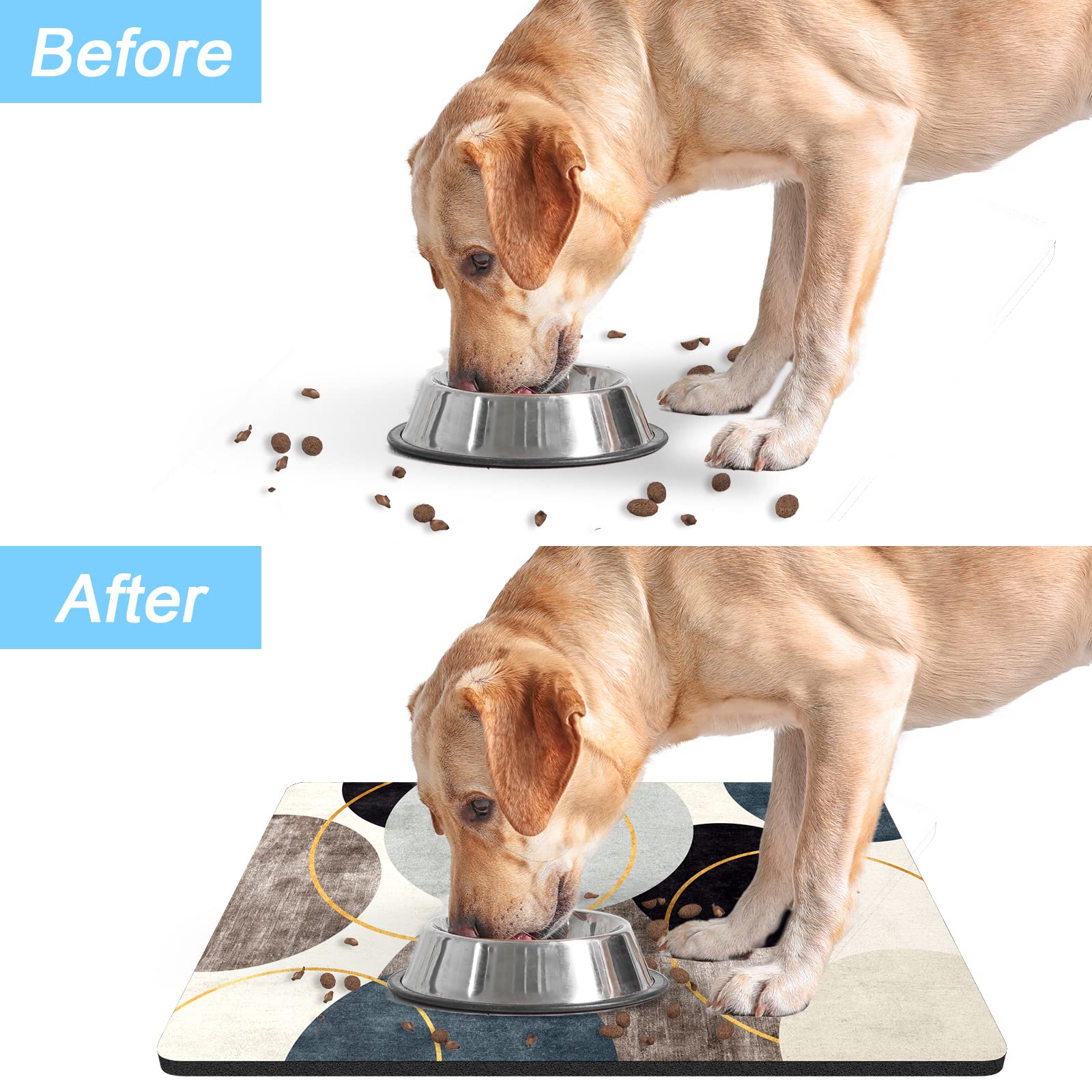 Rnivvi dog food mat easy cleaning machine washable material