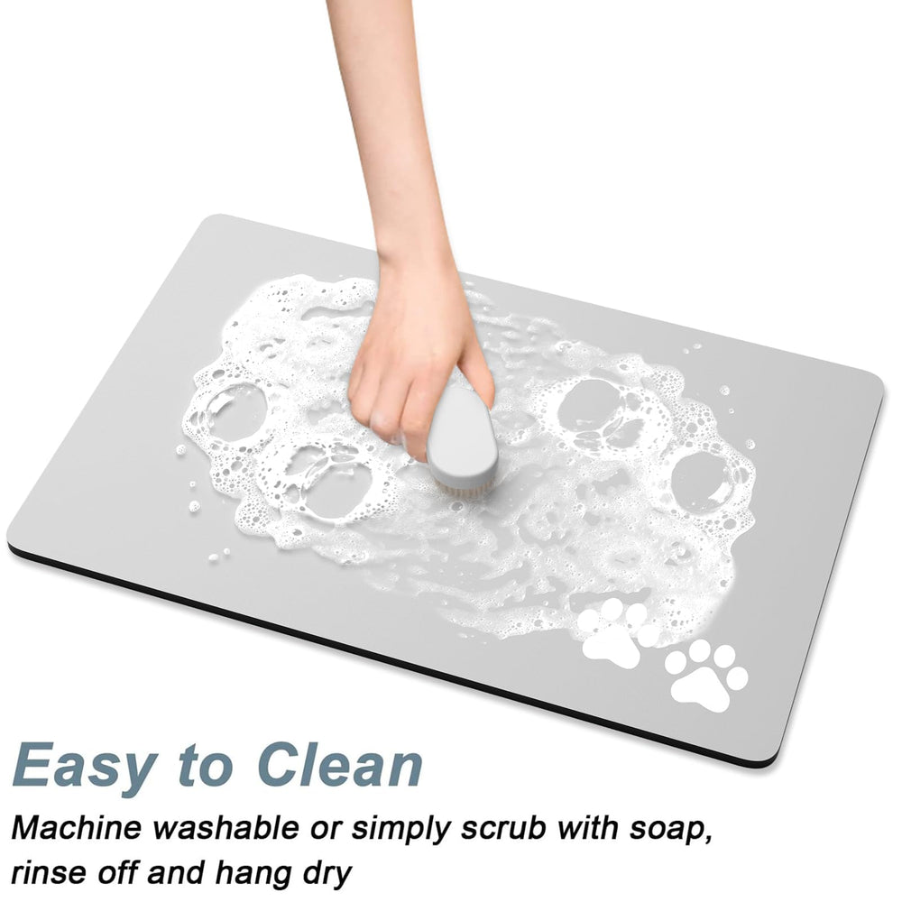 Rnivvi dog food mat full bowl-area provides ample space for bowls.