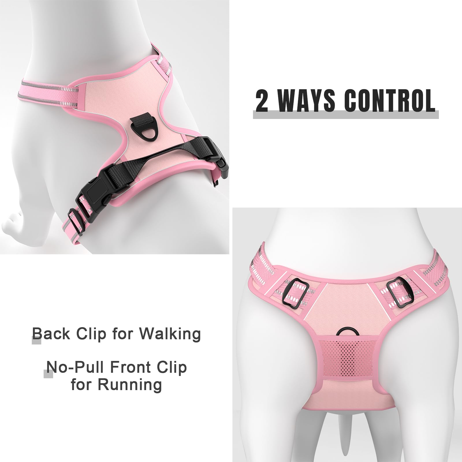 Rnivvi No Pull Harness front-clip detail emphasizes anti-pull control