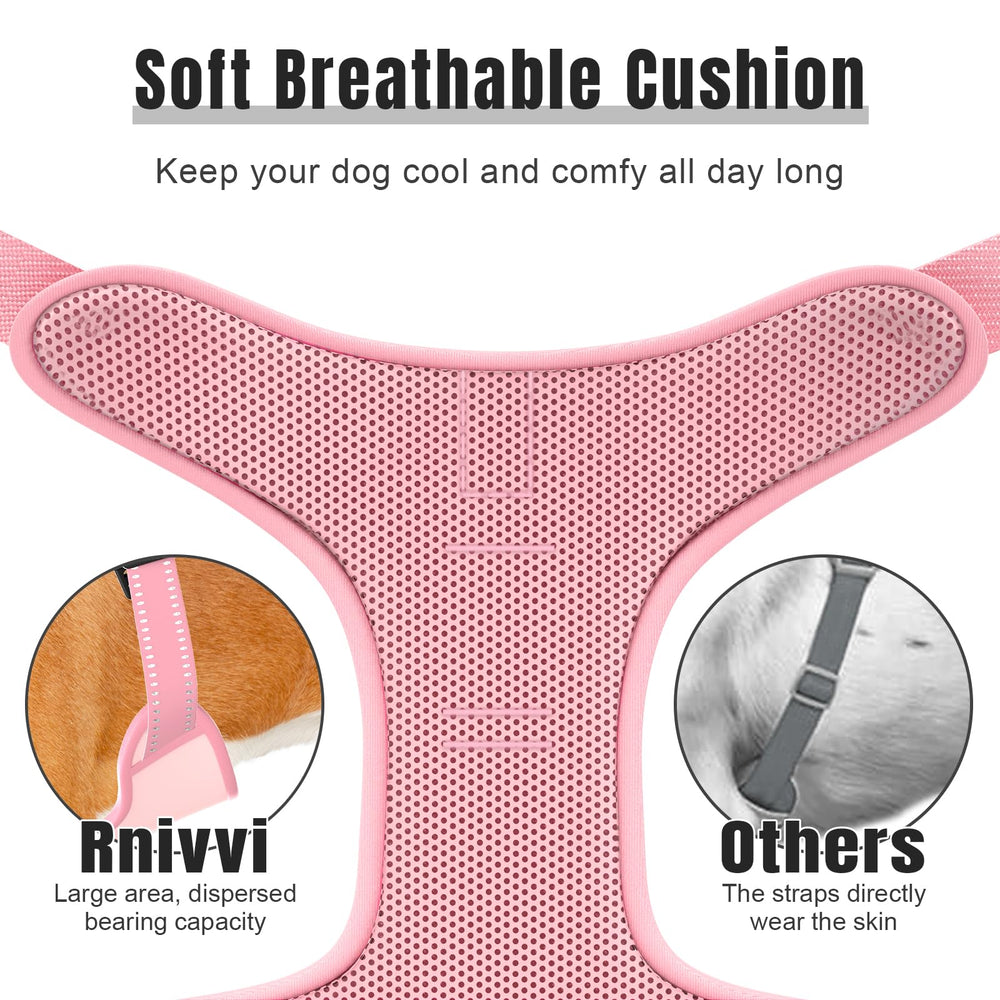 Rnivvi Reflective stitching pink harness enhances visibility during dawn walks