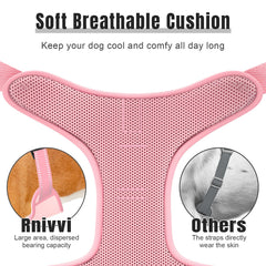 Rnivvi Reflective stitching pink harness enhances visibility during dawn walks
