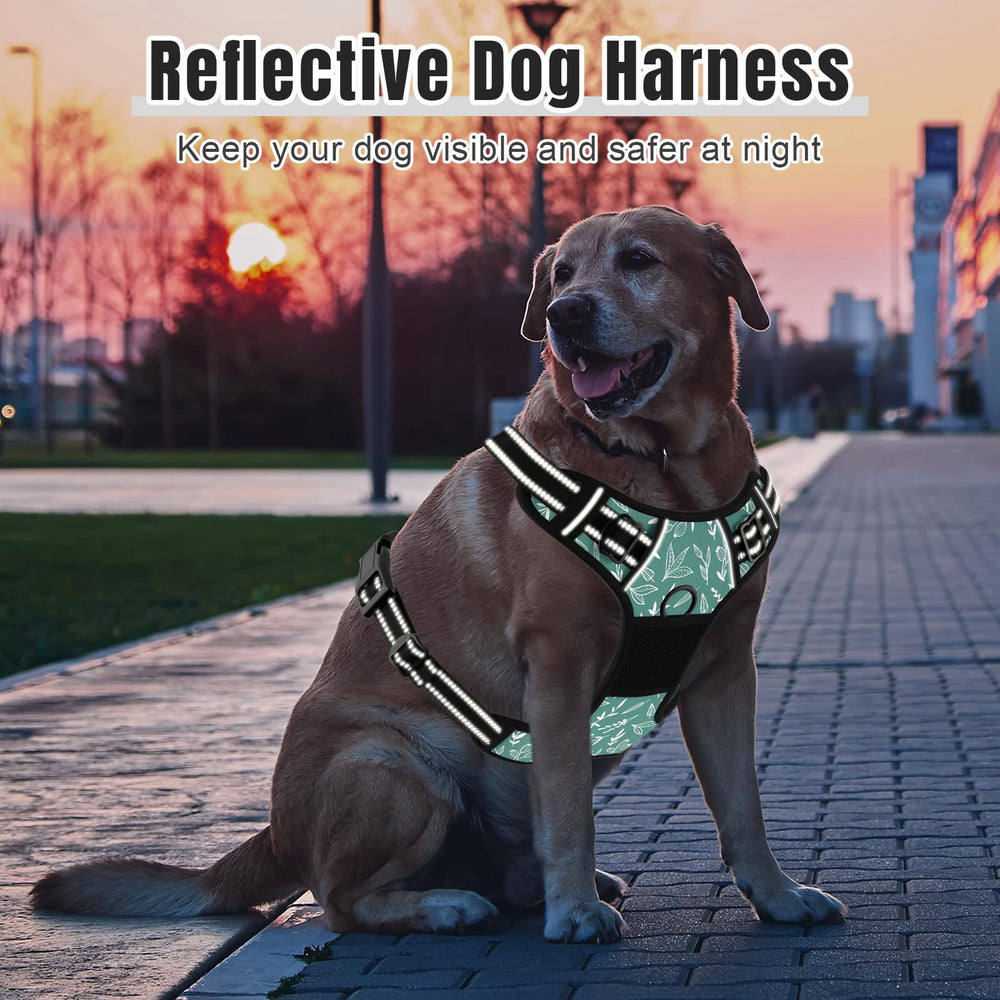 Rnivvi green leaves pattern harness for stylish daily wear.