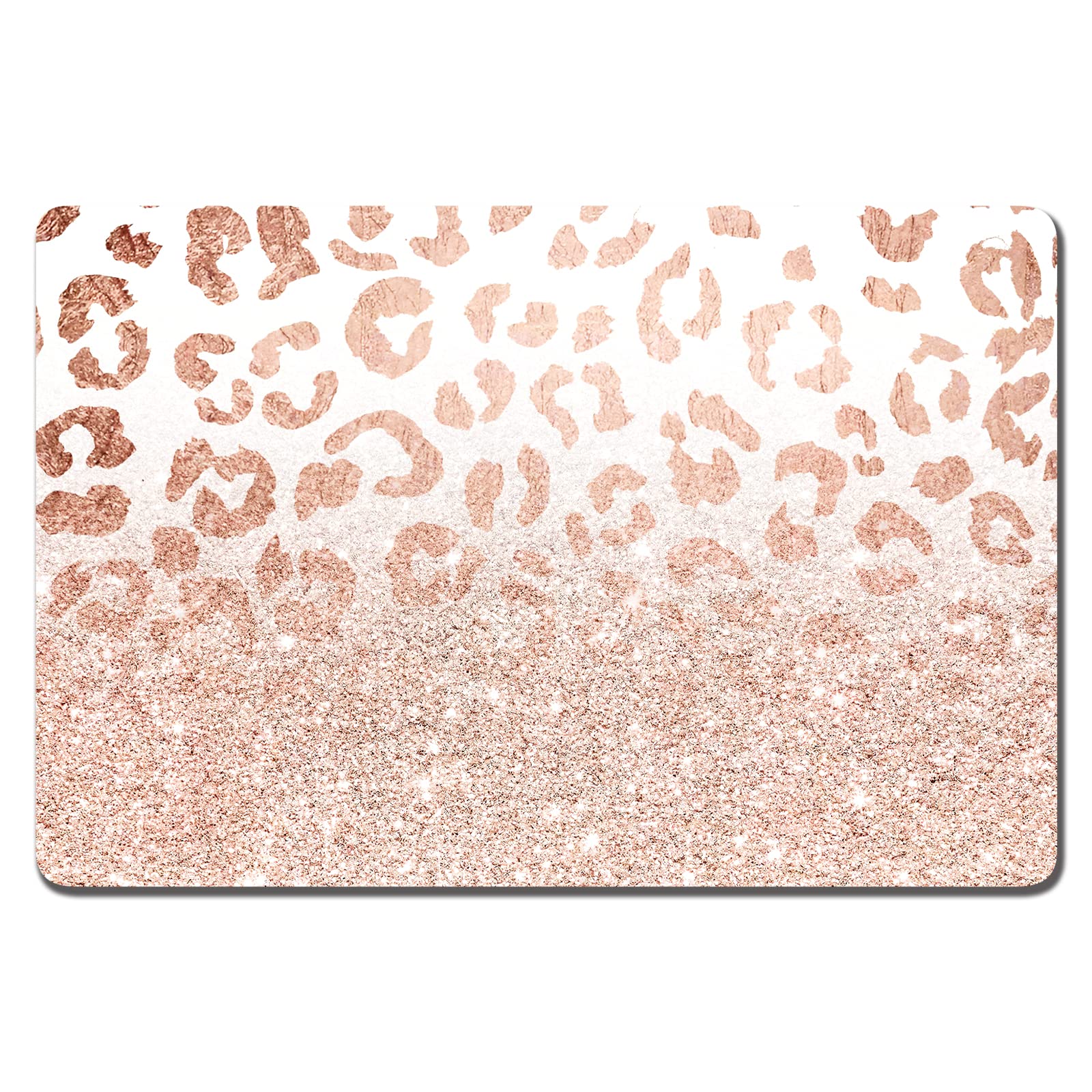 Rnivvi leopard dog food mat front view with bowls for stylish mealtime protection