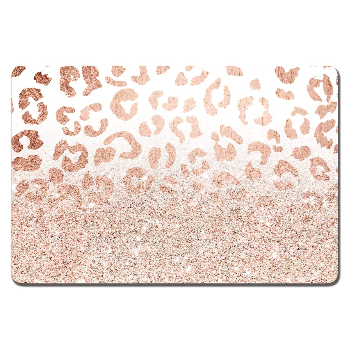 Rnivvi leopard dog food mat front view with bowls for stylish mealtime protection