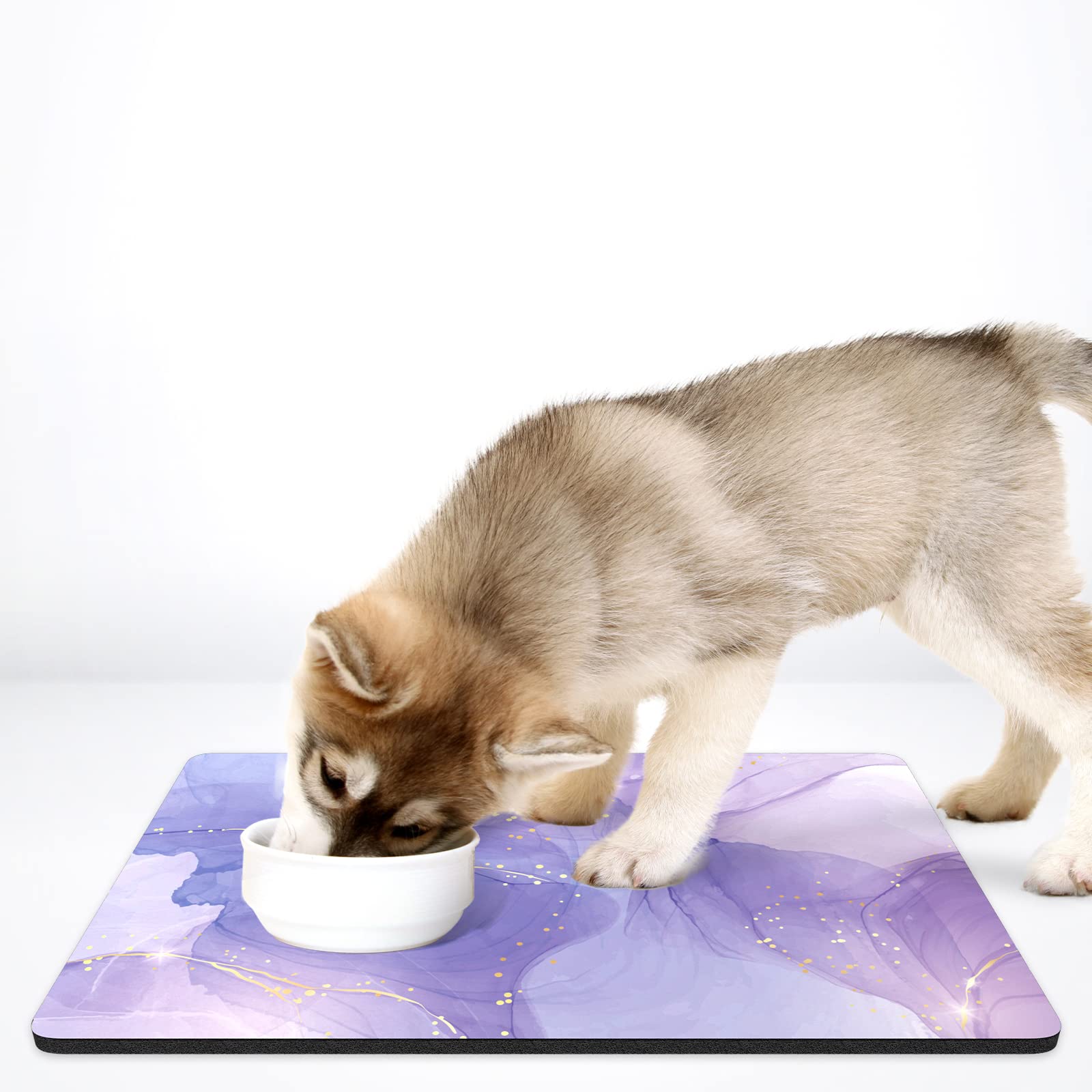 Rnivvi marble-inspired purple design adds color while keeping feeding areas neat