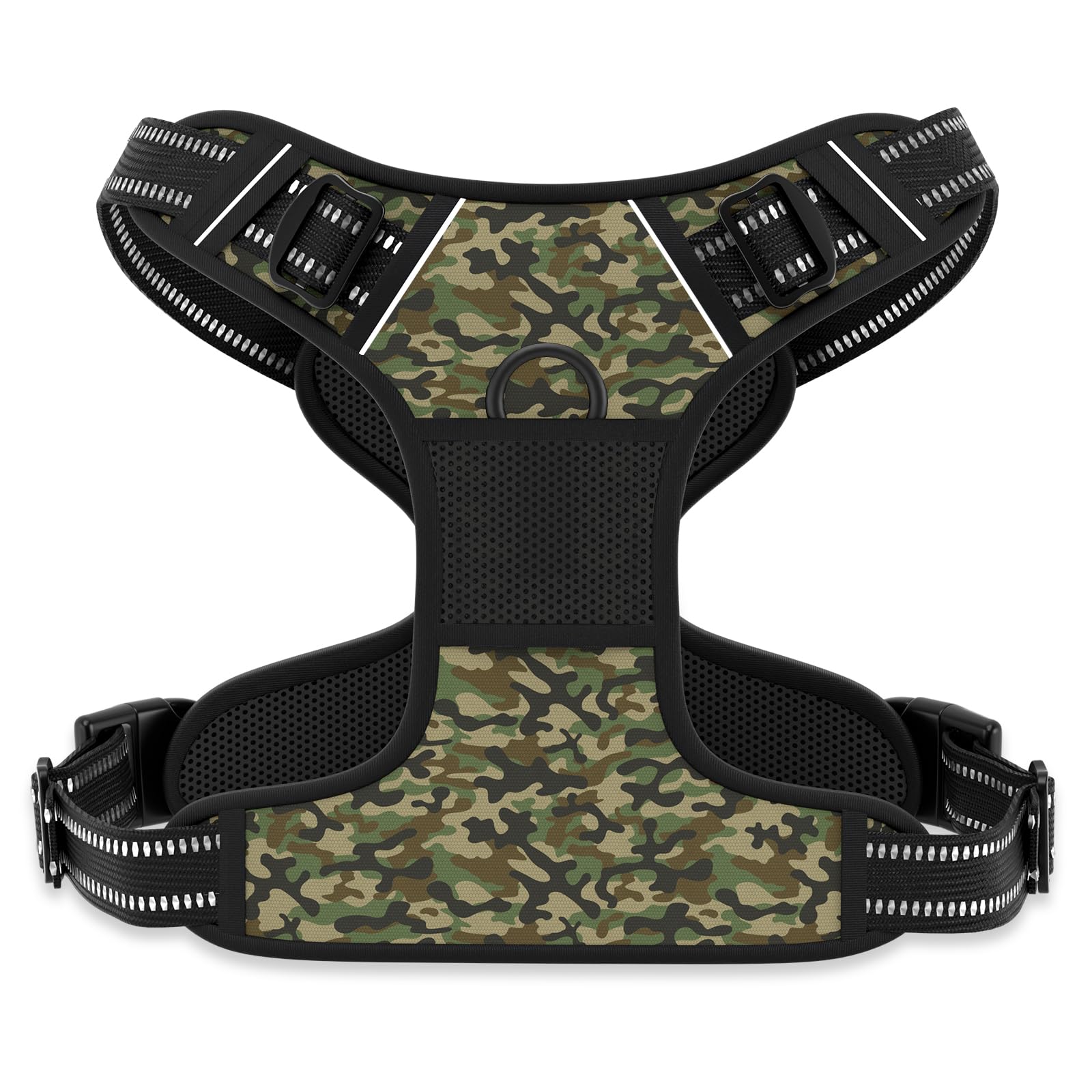 Rnivvi No Pull Harness front-clip green camouflage for controlled walks