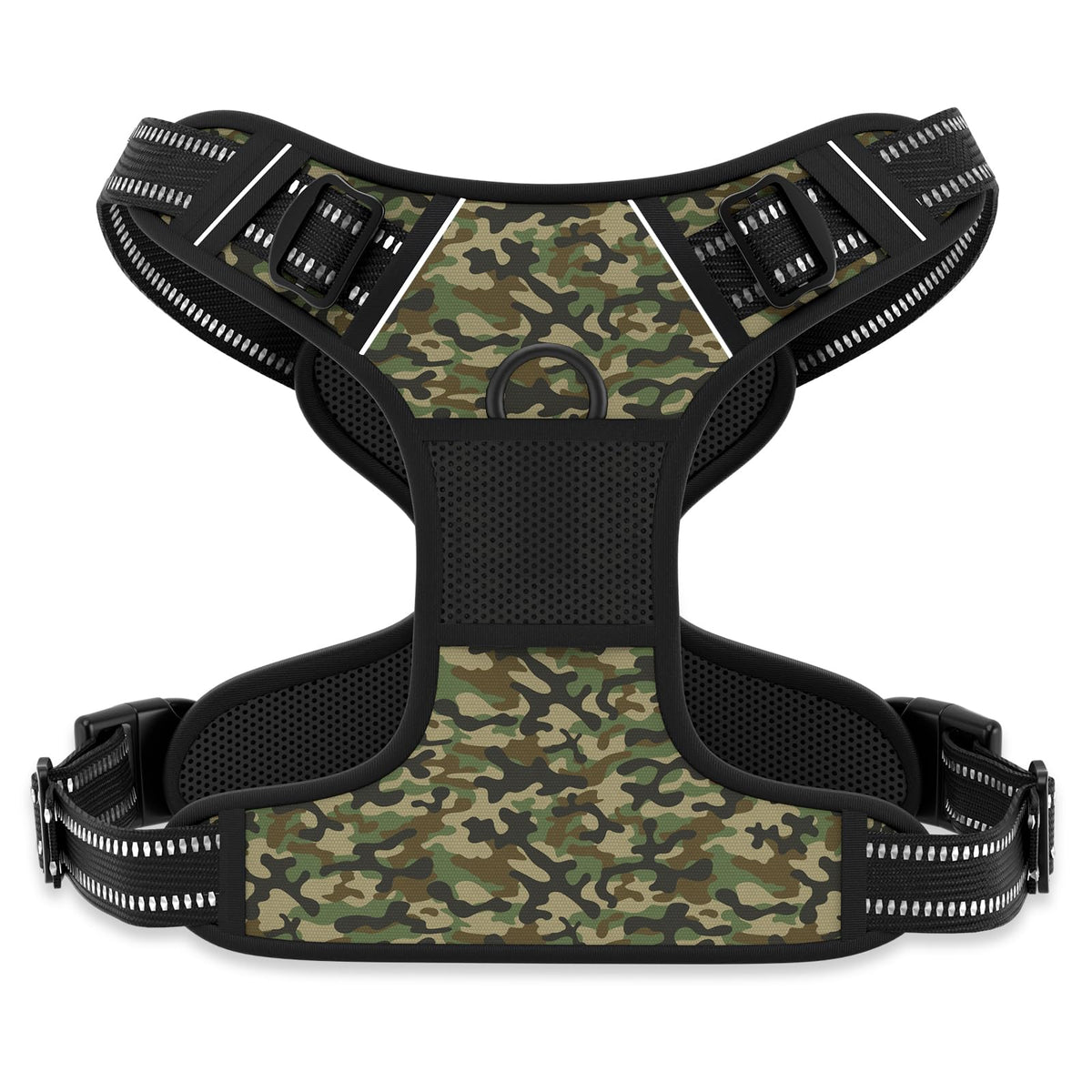 Rnivvi No Pull Harness front-clip green camouflage for controlled walks
