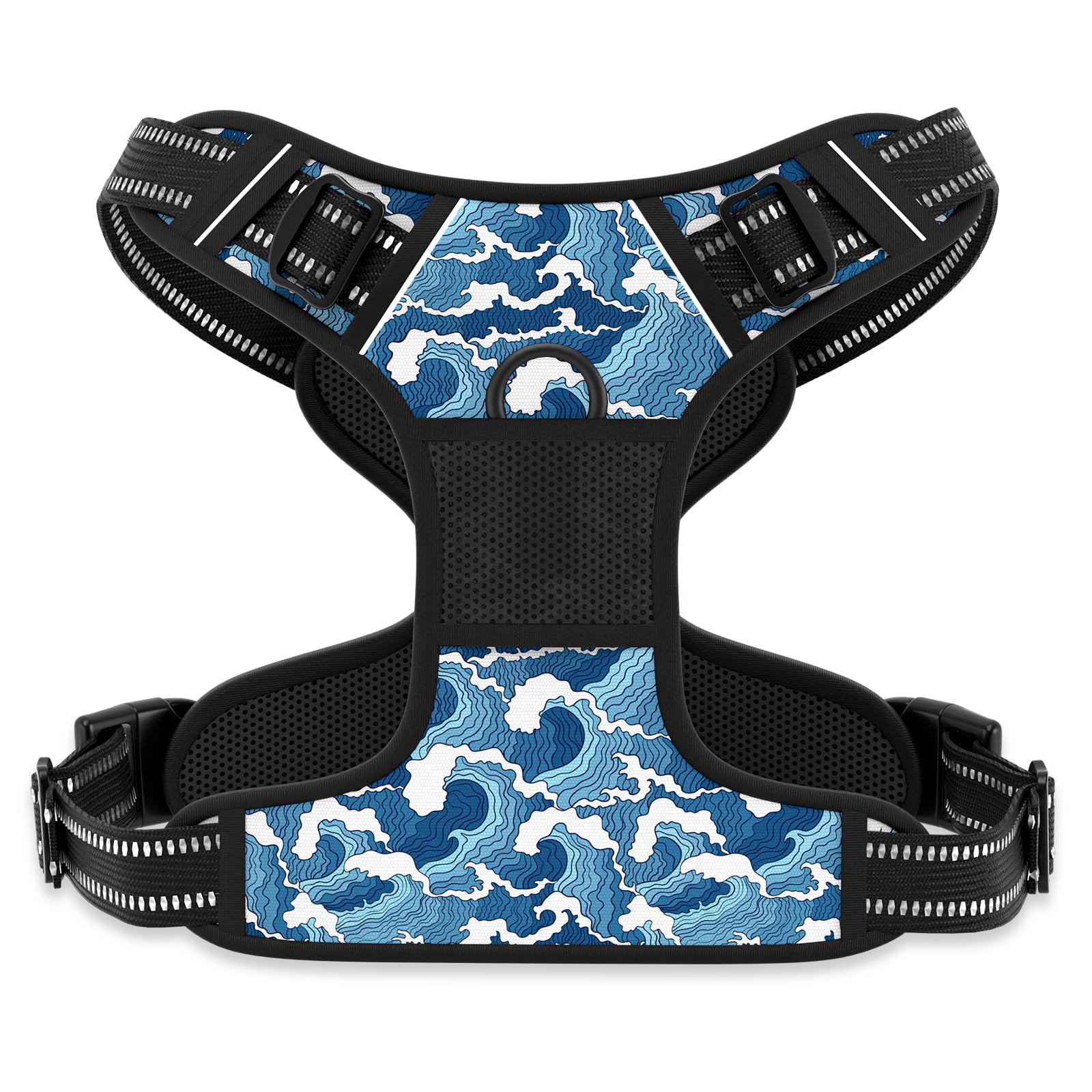 Rnivvi no pull dog harness front clip in action for controlled walking.
