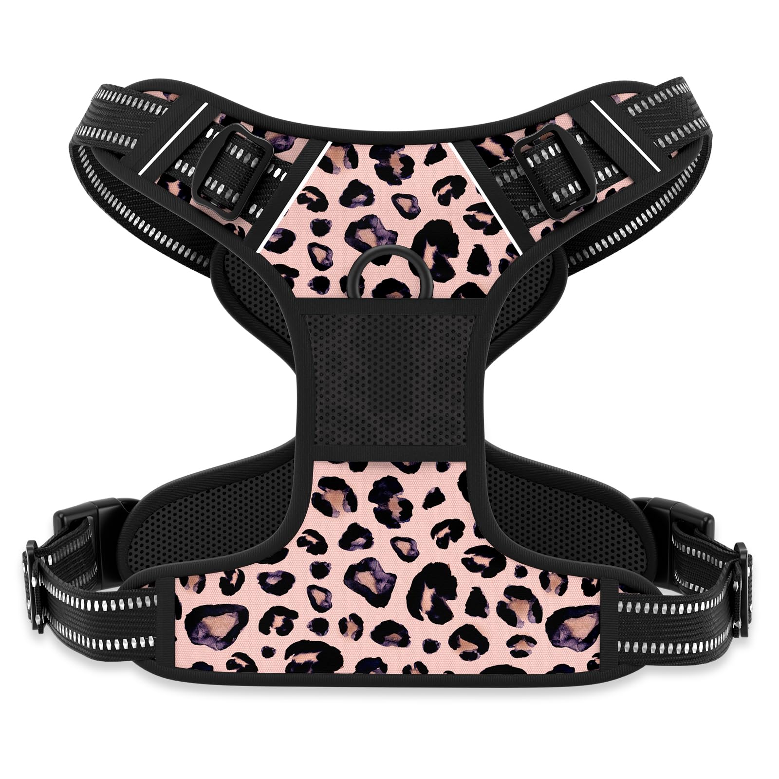 Rnivvi no-pull harness leopard pink front clip for controlled walking