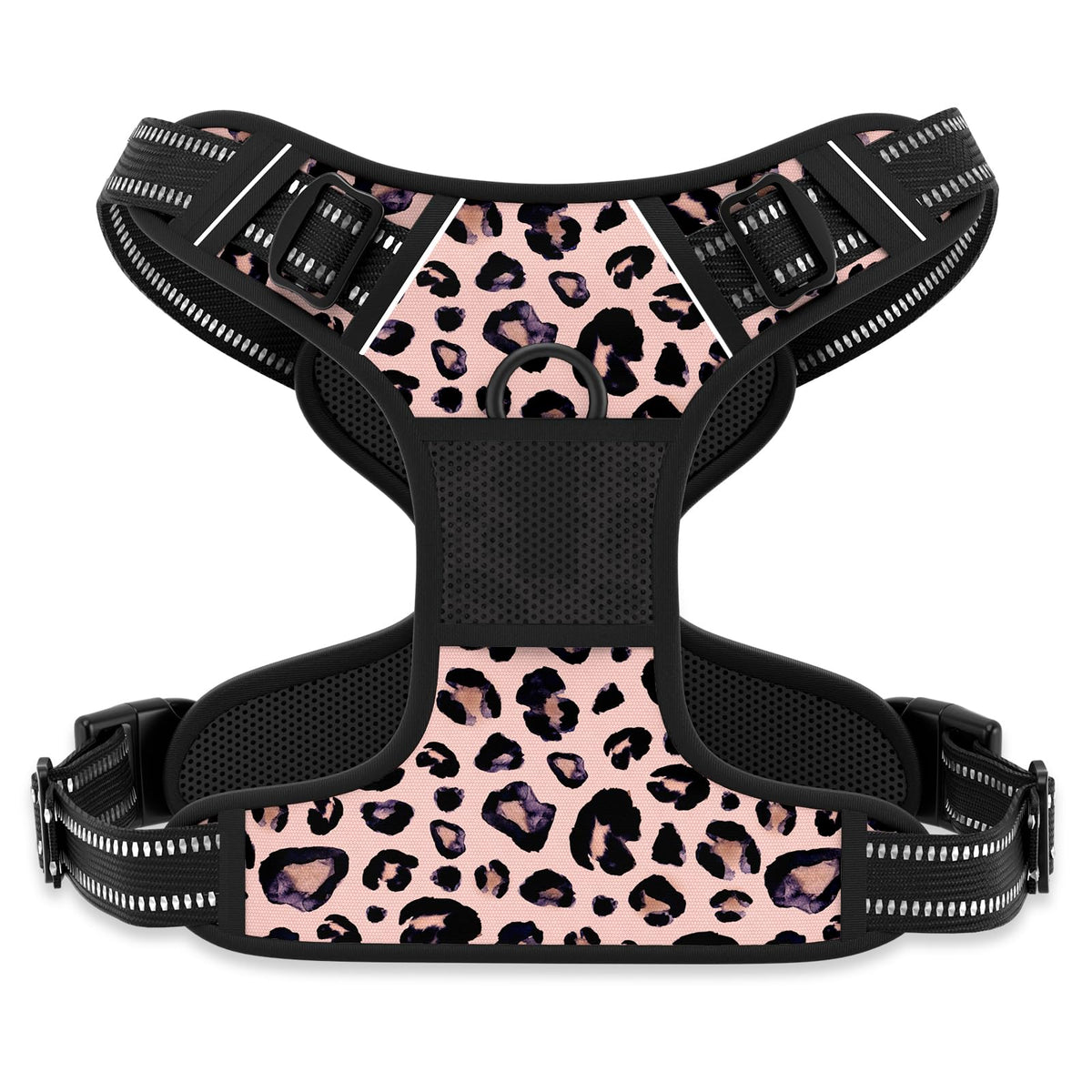 Rnivvi no-pull harness leopard pink front clip for controlled walking