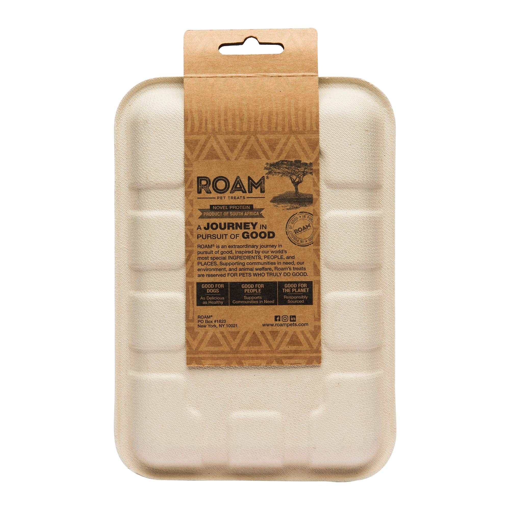 ROAM Ossy Jerky Ostrich Treats close-up ingredients emphasizing limited ingredients.