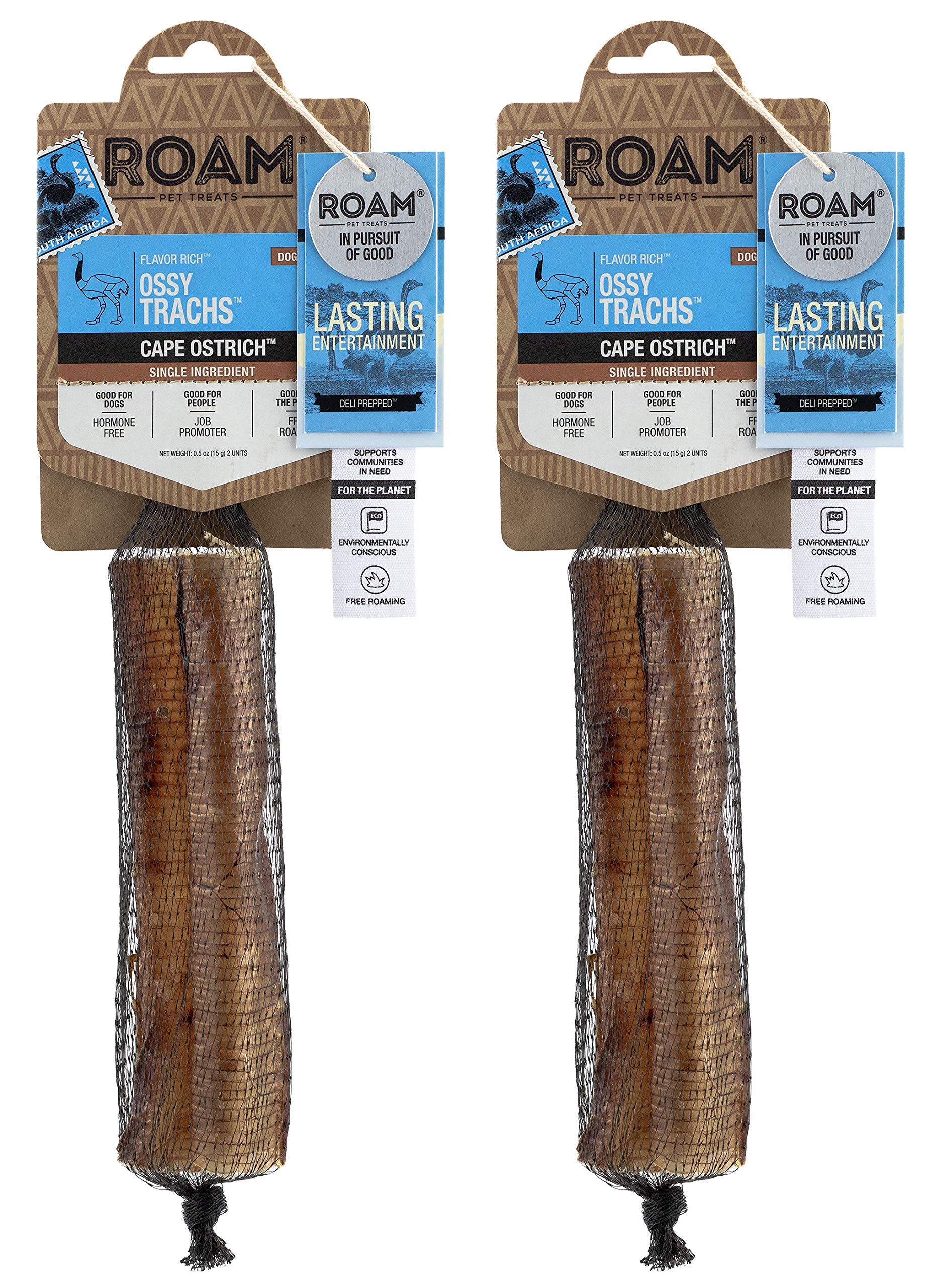 ROAM ostrich bone dog treat pack 2 ready for durable, long-lasting entertainment for medium and large dogs