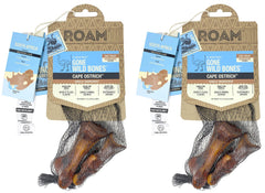ROAM ostrich dog chew closeup shows long-lasting chew for small to medium dogs.