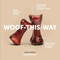 ROAM ostrich dog chew pack2 shows value pack for small to medium breeds.