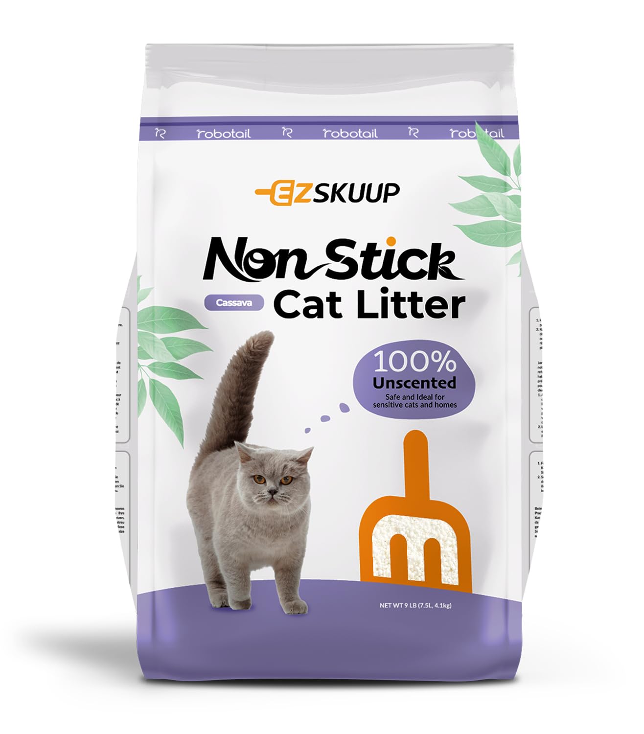 Robotail Premium Cat Litter non-stick clumps closeup for effortless scooping