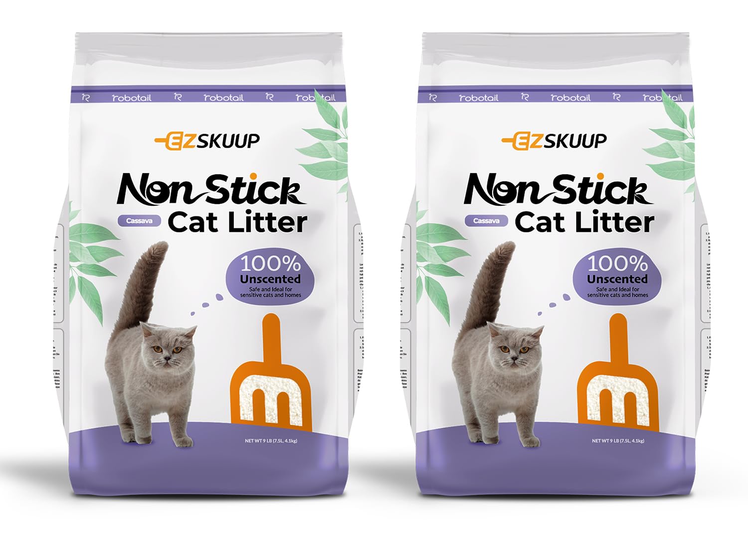 Robotail Premium Cat Litter non-stick clumps for effortless scooping.
