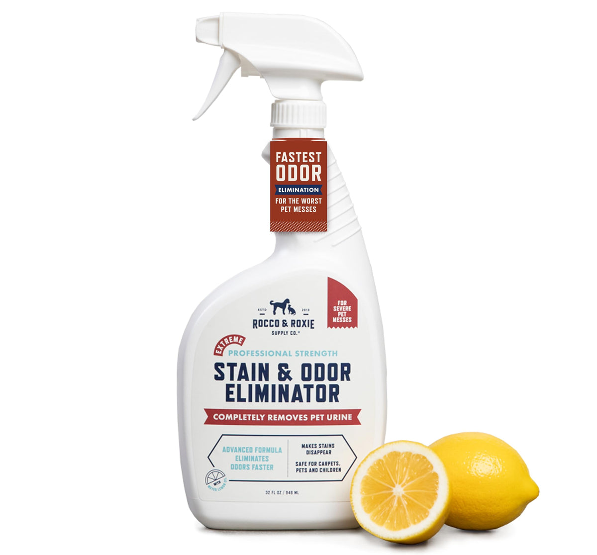 Rocco & Roxie Extreme bottle pour for easy stain and odor removal.