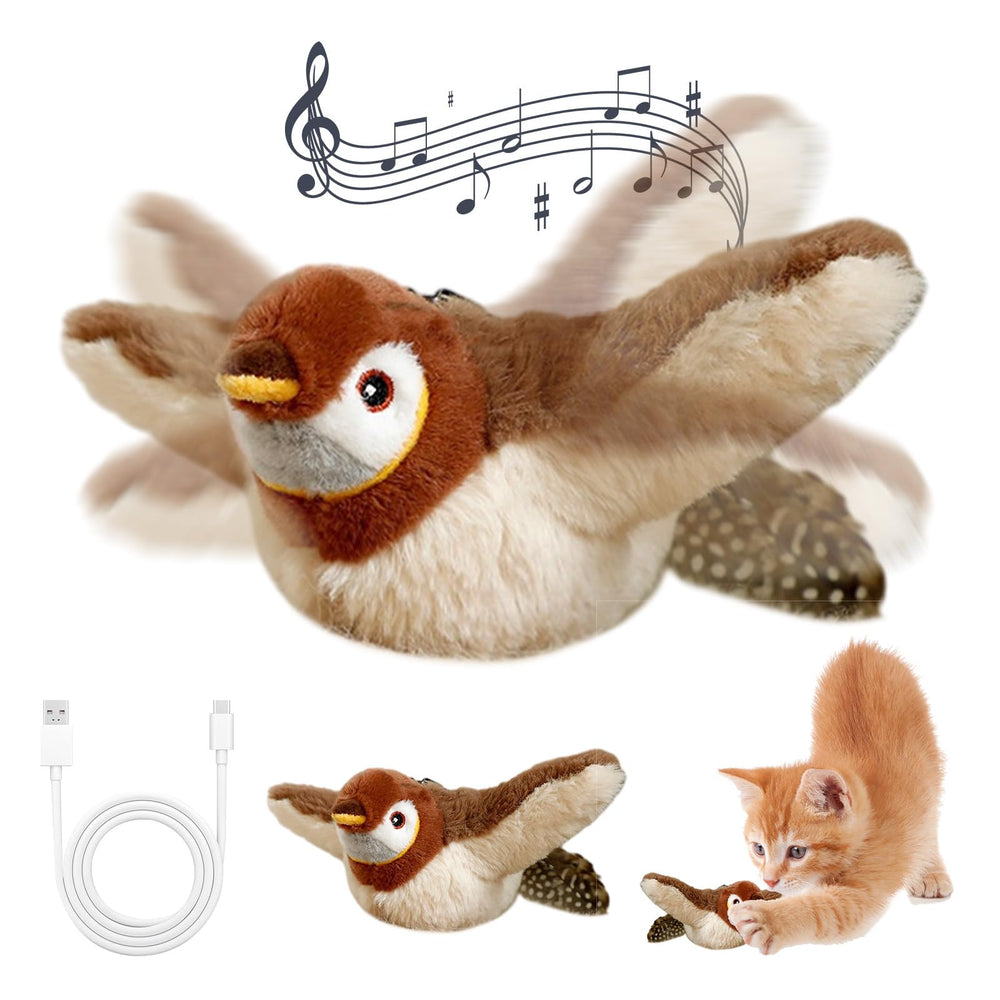 Rocfish flapping bird cat toy in action for engaging indoor play.
