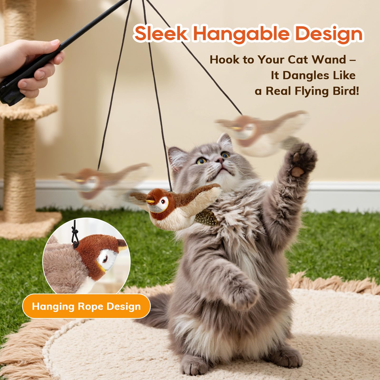 Rocfish USB-rechargeable cat toy powered for long-lasting fun.