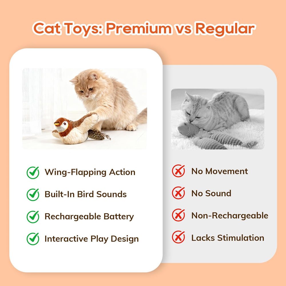 Rocfish wing-flapping bird toy captivates cats with dynamic motion.