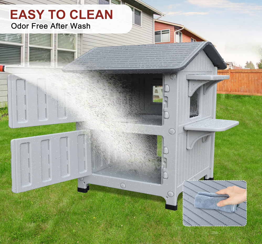 Rockever cat house detachable roof for thorough cleaning