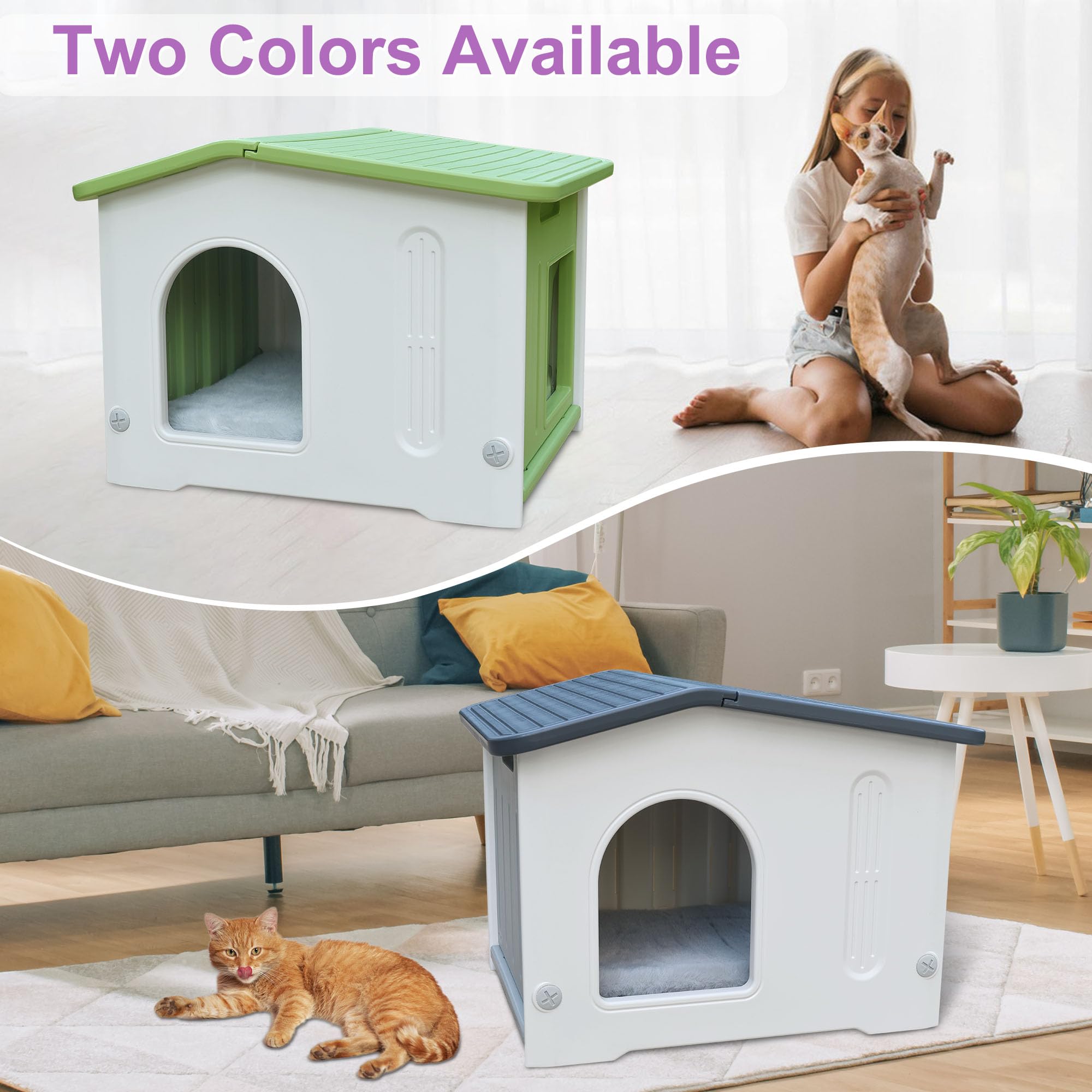 Rockever outdoor cat house 16.1x20.8x16.9 inches fits 1-2 cats.