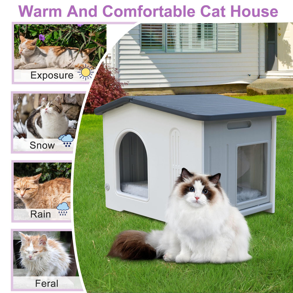 Rockever cat house double-layer walls provide added insulation.
