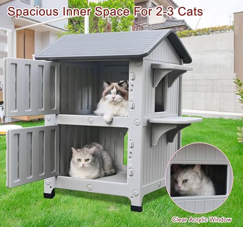 Rockever cat house escape door design aids feral cats safety