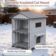 Rockever cat house spacious interior supports multiple cats for play