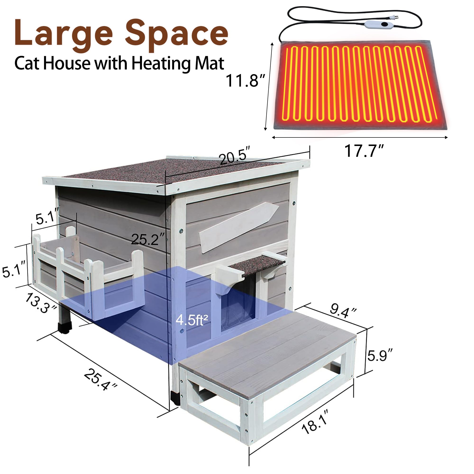 Rockever heated cat house washable removable cover simplifies seasonal cleaning.