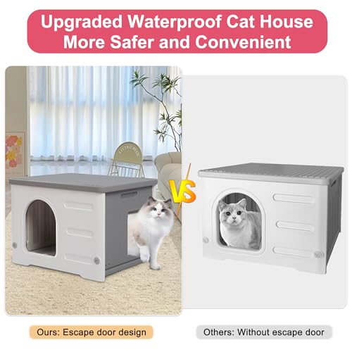 Rockever waterproof exterior cat shelter for all-weather use.