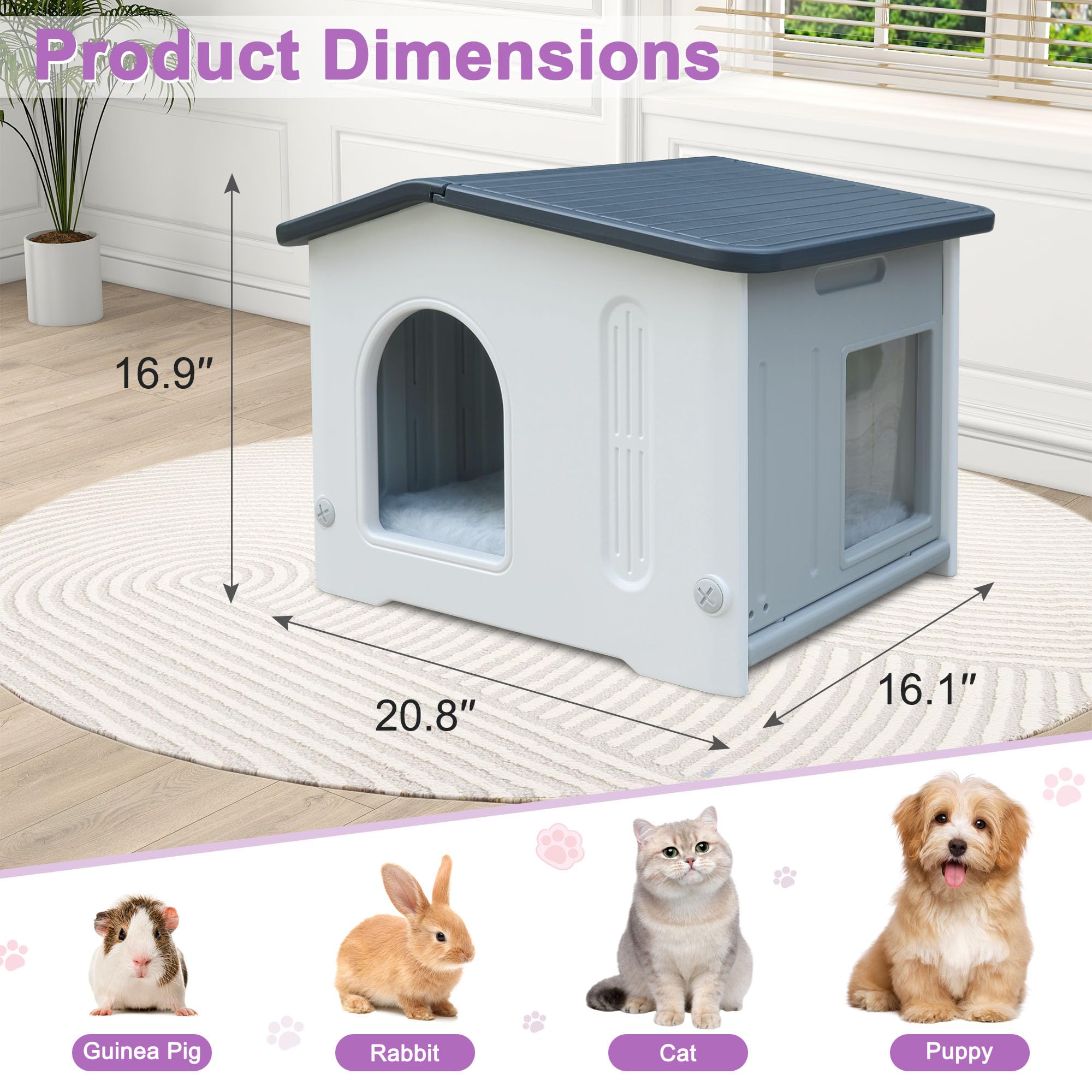 Rockever easy-assembly outdoor cat shelter installs in minutes.