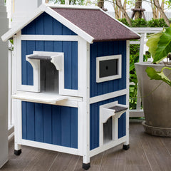 Rockever outdoor cat house 2-story design interior, showcasing roomy space for multiple cats.