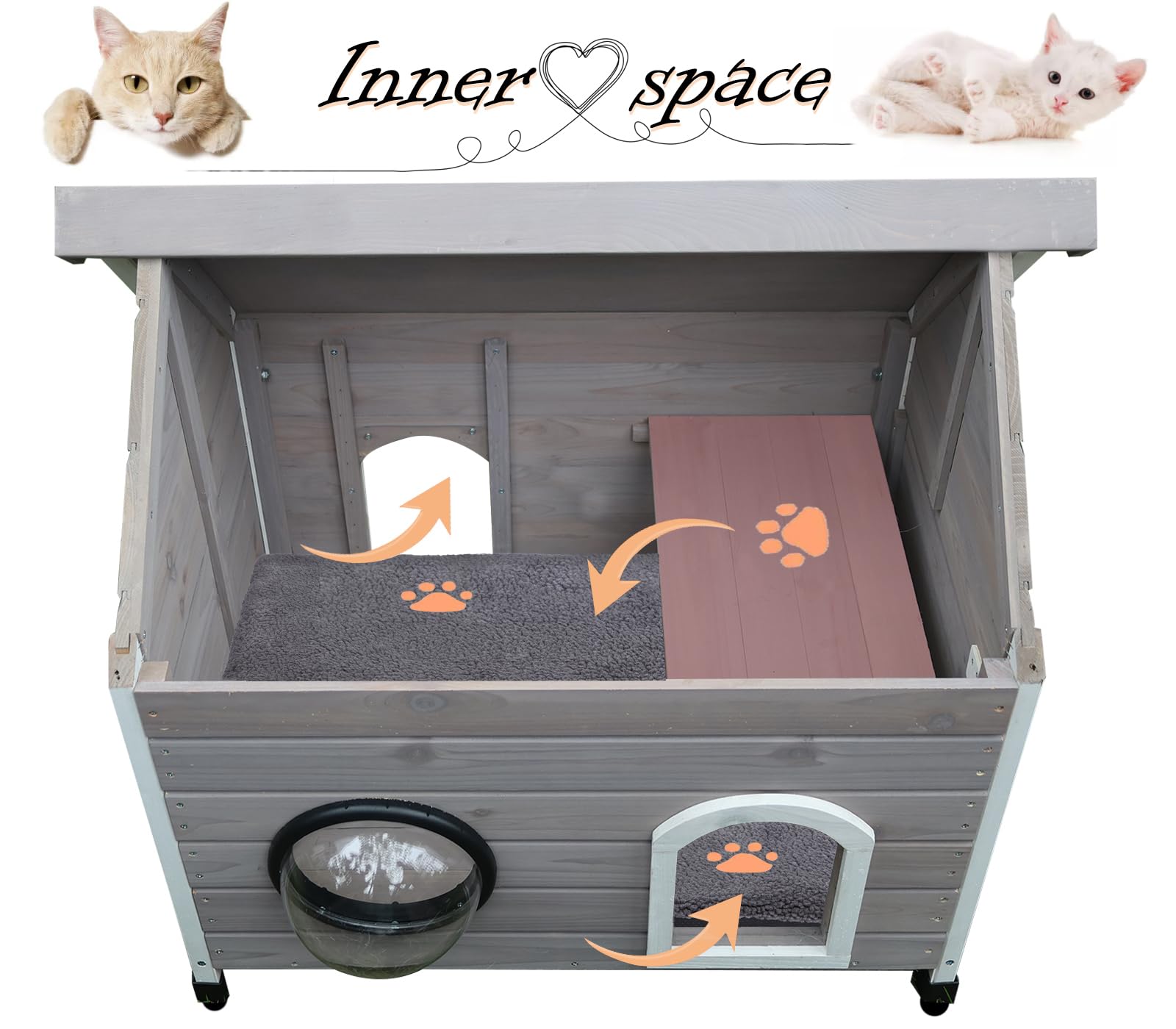 Rockever acrylic dome window lets cats observe outside with privacy.