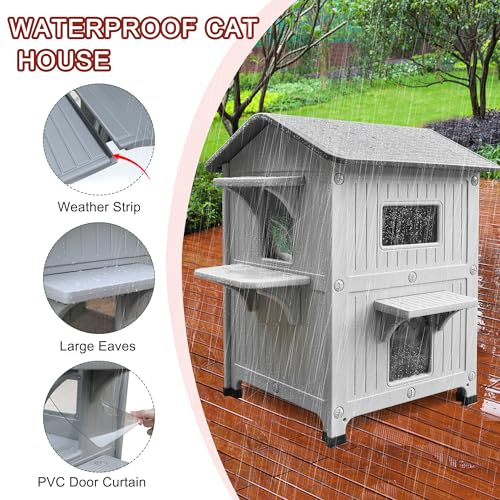 Rockever outdoor cat house easy-clean HDPE construction for maintenance