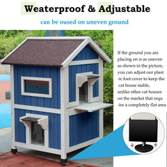 Rockever outdoor cat house easy-cleaning facility emphasizes top-floor pull-out for quick maintenance.