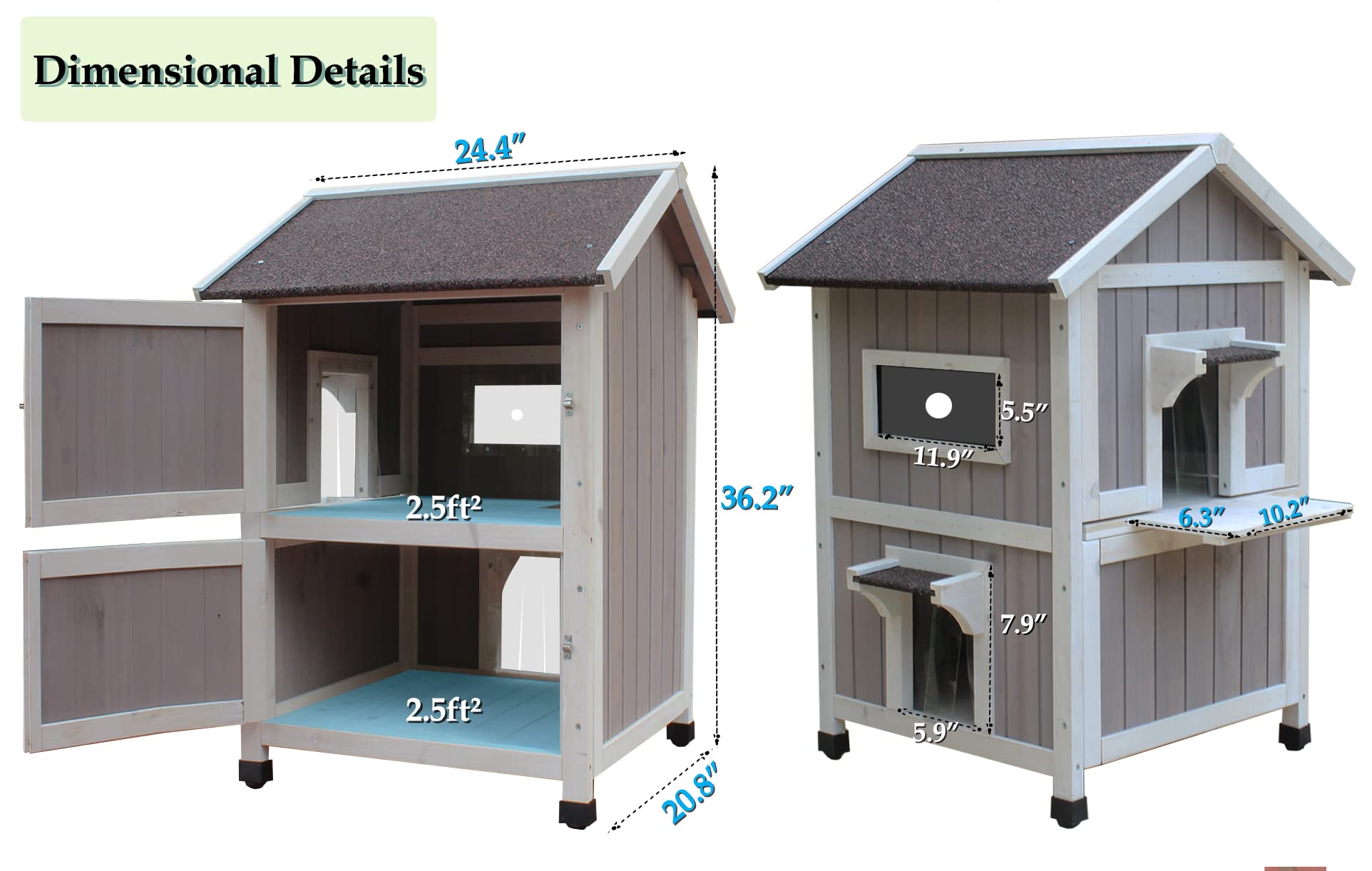 Rockever Outdoor Cat House escape door offers safe retreat from predators.