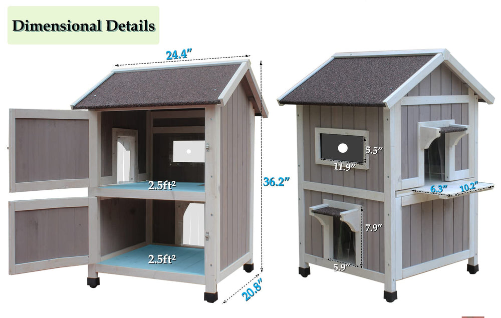 Rockever Outdoor Cat House escape door offers safe retreat from predators.