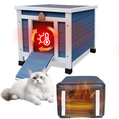 Rockever outdoor cat house front view shows weatherproof insulated shelter for winter