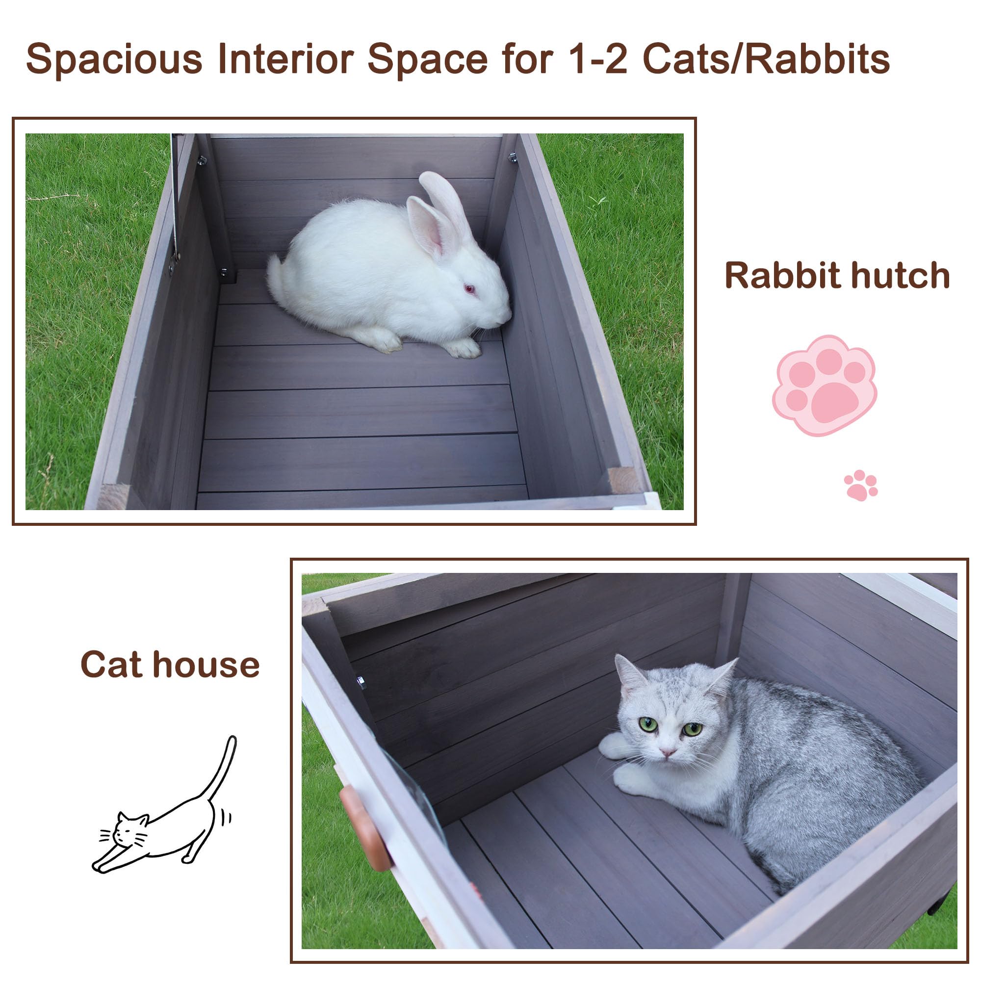 Rockever outdoor cat house grey depth design improves wind resistance.