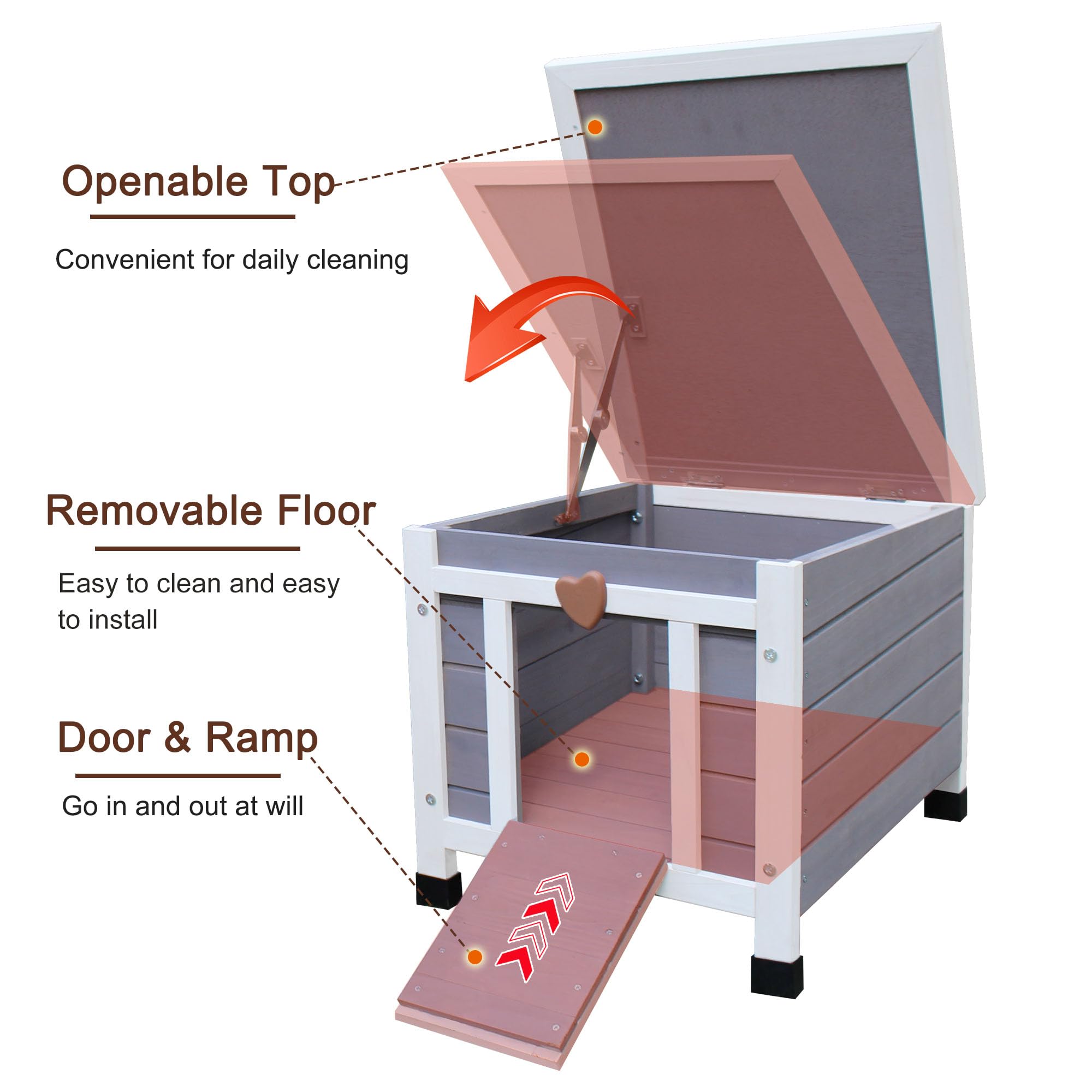 Rockever outdoor cat house grey easy assembly with pre drilled holes.