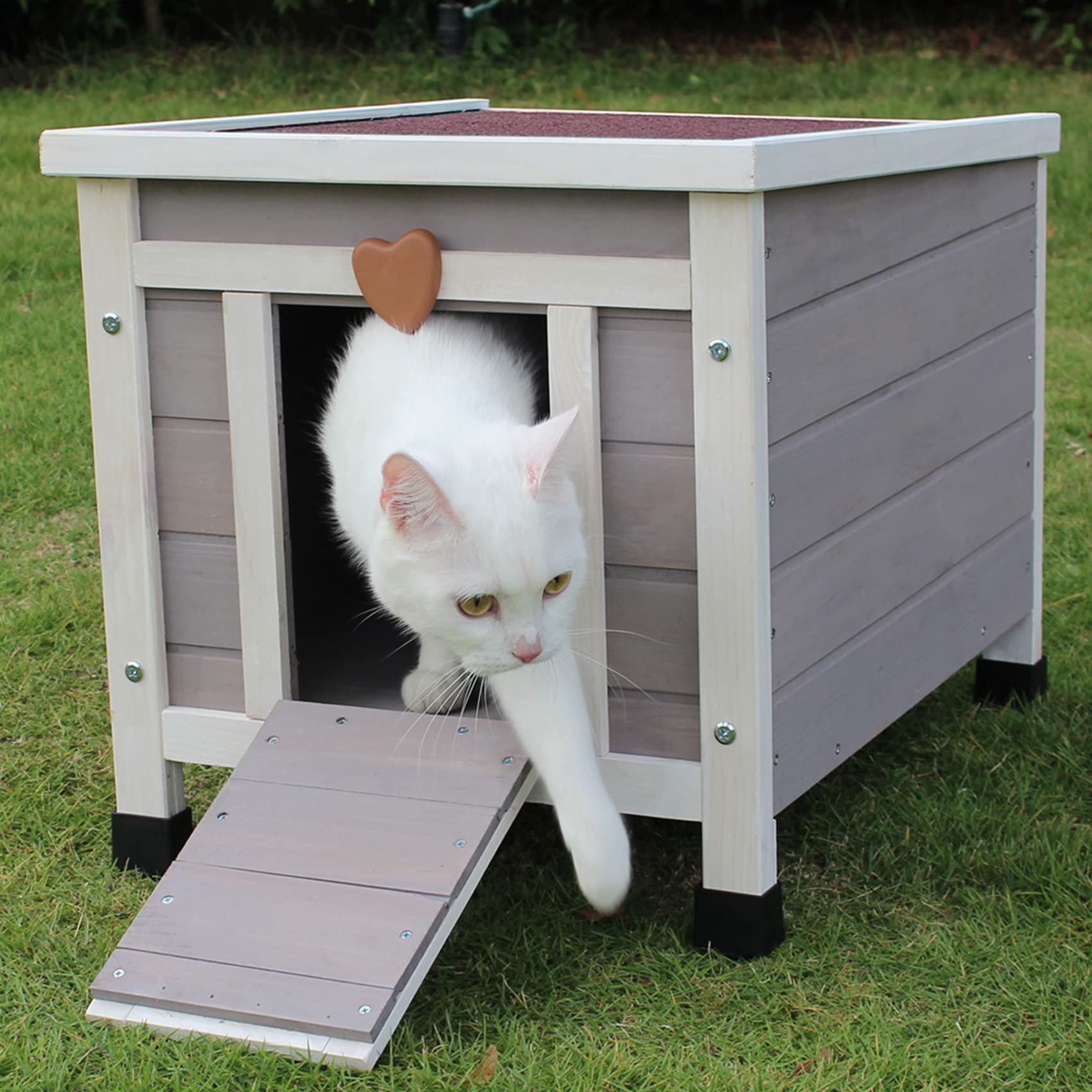 Rockever outdoor cat house entrance flap blocks bugs for better shelter.